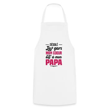 Désolé Les Gars Mon Coeur Est À Mon Papa - Tablier de cuisine - blanc - Devant - AI Model Male 185 dark (185cm)