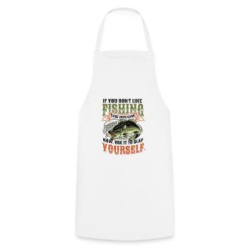 Drôle de pêche en disant Fischer - Tablier de cuisine - blanc - Devant - AI Model Male 185 dark (185cm)
