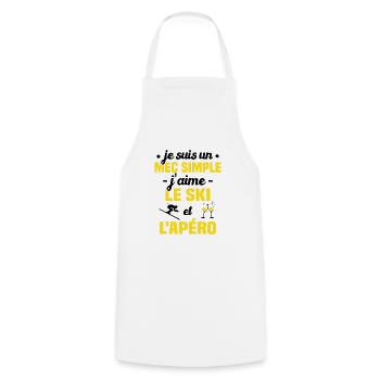 Je suis un mec simple j'aime le ski et l'apéro - Tablier de cuisine - blanc - Devant - AI Model Male 185 dark (185cm)