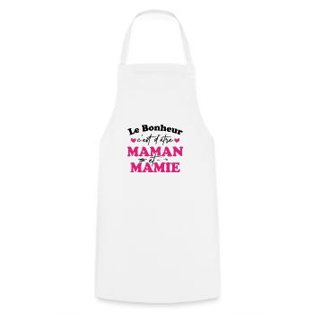 Le bonheur c'est d'être maman et mamie - Tablier de cuisine - blanc - Devant - AI Model Male 185 dark (185cm)