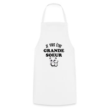 Je vais être grande sœur, Future grande soeur - Tablier de cuisine - blanc - Devant - AI Model Male 185 dark (185cm)