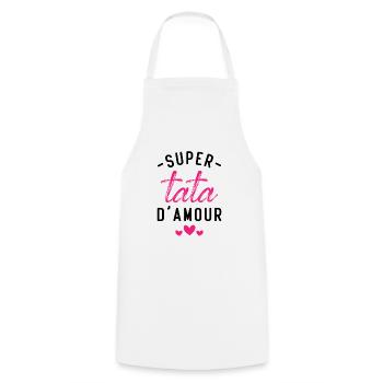 Cadeau Femme Super tata d'amour - Tablier de cuisine - blanc - Devant - AI Model Male 185 dark (185cm)
