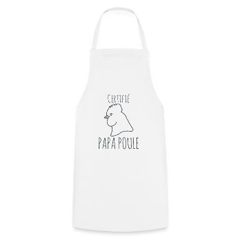 Certifié papa poule 2 - Tablier de cuisine - blanc - Devant - AI Model Male 185 dark (185cm)