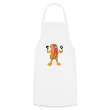Hot Dog Bodybuilding Fitness Gym Gift - Cooking Apron - white - Front - AI Model Male 185 dark (185cm)