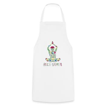 Yoga Women Namaste Meditation Spiritual Zen - Cooking Apron - white - Front - AI Model Male 185 dark (185cm)