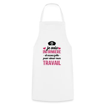Je suis infirmière, et aimer mon travail - Tablier de cuisine - blanc - Devant - AI Model Male 185 dark (185cm)