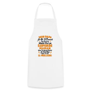 Mon Papa Je Te Connais Pas Encore Cadeau Grossesse - Tablier de cuisine - blanc - Devant - AI Model Male 185 dark (185cm)