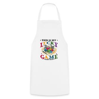 This is my lucky board game - Cooking Apron - white - Front - AI Model Male 185 dark (185cm)