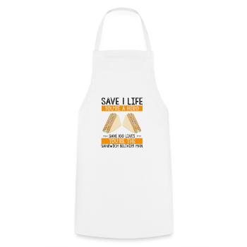 Food Makers Grill BBQ Sandwich Grill Maître - Tablier de cuisine - blanc - Devant - AI Model Male 185 dark (185cm)