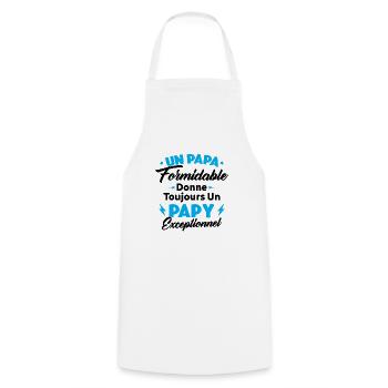 Cadeau pour grand-père - Un papy exceptionnel - Tablier de cuisine - blanc - Devant - AI Model Male 185 dark (185cm)