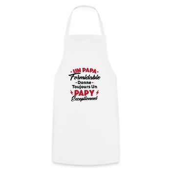 Cadeau pour grand-père - Un papy exceptionnel - Tablier de cuisine - blanc - Devant - AI Model Male 185 dark (185cm)