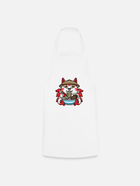 Kitsune Isst Ramen-nudeln Anime - Kochschürze - Weiß