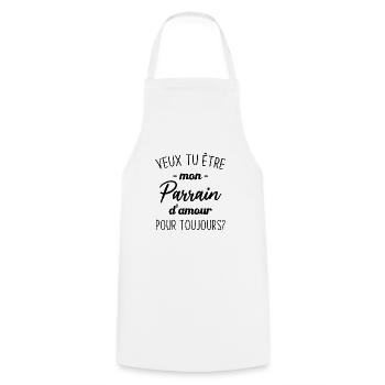 Veux Tu Être Mon Parrain d'amour pour toujours - Tablier de cuisine - blanc - Devant - AI Model Male 185 dark (185cm)