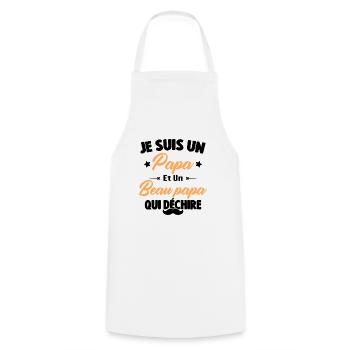 je suis un papa et beau-papa qui déchire - Tablier de cuisine - blanc - Devant - AI Model Male 185 dark (185cm)