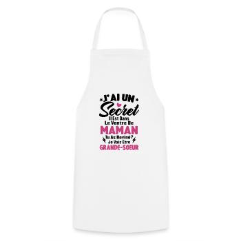 J'ai un secret je vais être grande sœur cadeau - Tablier de cuisine - blanc - Devant - AI Model Male 185 dark (185cm)