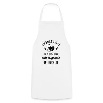 Embrasse moi je suis une aide-soignante cadeau - Tablier de cuisine - blanc - Devant - AI Model Male 185 dark (185cm)