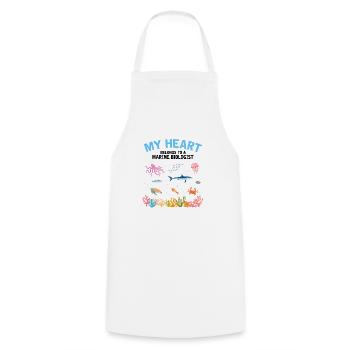 My heart belongs to a marine biologist sea - Cooking Apron - white - Front - AI Model Male 185 dark (185cm)