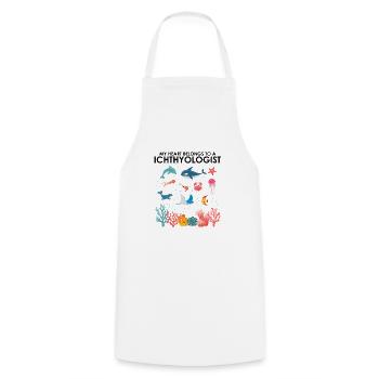 Heart belongs to ichthyologist marine biologist sea - Cooking Apron - white - Front - AI Model Male 185 dark (185cm)