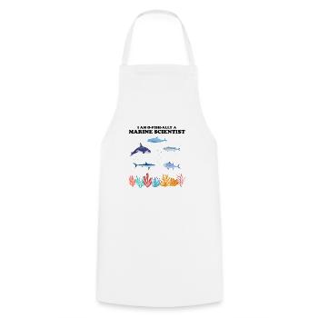 Official Marine Scientist Marine Biologist - Cooking Apron - white - Front - AI Model Male 185 dark (185cm)