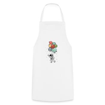 Astronaute tenant Planet Balloons Space - - Tablier de cuisine - blanc - Devant - AI Model Male 185 dark (185cm)