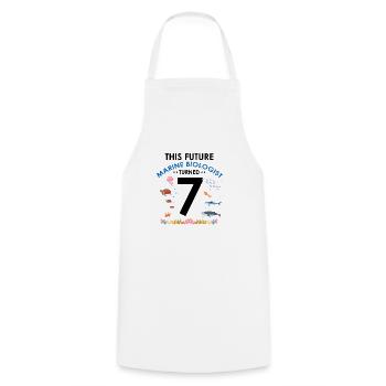 Marine Biology Birthday Party 7 Years Seven - Cooking Apron - white - Front - AI Model Male 185 dark (185cm)