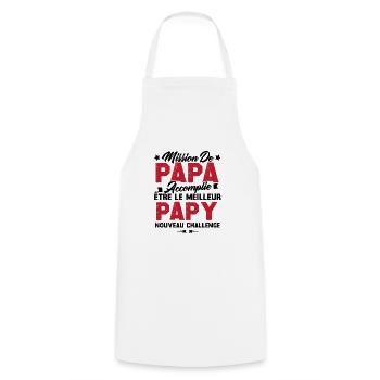 Mission papa accomplie être papy nouveau challenge - Tablier de cuisine - blanc - Devant - AI Model Male 185 dark (185cm)