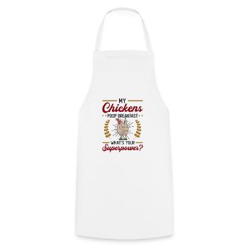 Mes poules font caca le petit déjeuner. - Tablier de cuisine - blanc - Devant - AI Model Male 185 dark (185cm)