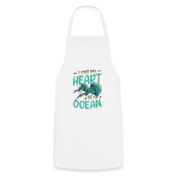 J’ai perdu mon cœur à cause des méduses de l’océan - Tablier de cuisine - blanc - Devant - AI Model Male 185 dark (185cm)