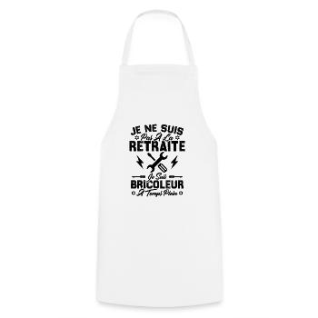 Pas à la retraite je suis bricoleur à temps plein - Tablier de cuisine - blanc - Devant - AI Model Male 185 dark (185cm)