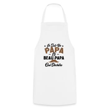 Je suis un papa et beau papa qui déchire - Tablier de cuisine - blanc - Devant - AI Model Male 185 dark (185cm)