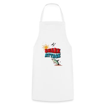 Summer Sun Holiday Beach Summer Beach Shark - Cooking Apron - white - Front - AI Model Male 185 dark (185cm)