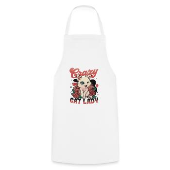 Dame chat folle - Tablier de cuisine - blanc - Devant - AI Model Male 185 dark (185cm)