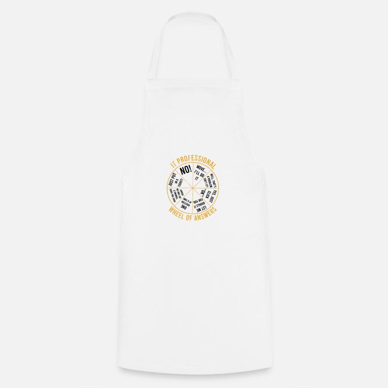 Roue des réponses des professionnels de l’informatique - ordinateur - Tablier de cuisine - blanc