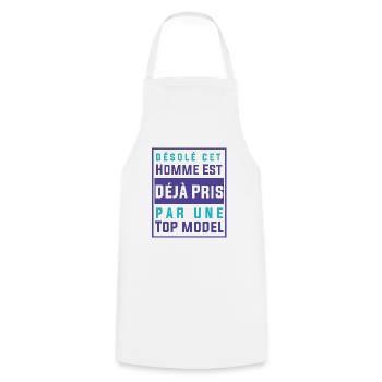 Tshirt femme Homme déja pris par une top model - Tablier de cuisine - blanc - Devant - AI Model Male 185 dark (185cm)