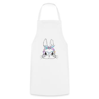 Mignon Lapin avec des lunettes - Tablier de cuisine - blanc - Devant - AI Model Male 185 dark (185cm)