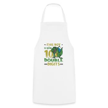 This boy is now 10 double digit birthday - Cooking Apron - white - Front - AI Model Male 185 dark (185cm)