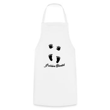 J'arrive Bientôt / Cadeau pour futur maman - Tablier de cuisine - blanc - Devant - AI Model Male 185 dark (185cm)