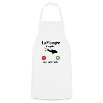 La plongée m'appelle cadeau humour plongeur - Tablier de cuisine - blanc - Devant - AI Model Male 185 dark (185cm)