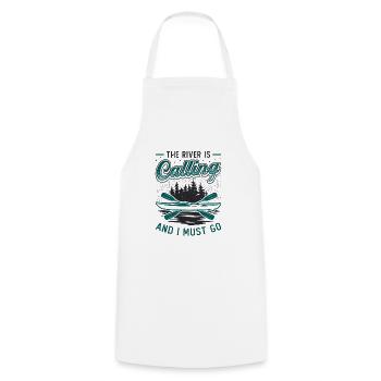 The River Is Calling And I Must Go Kayak Sport - Cooking Apron - white - Front - AI Model Male 185 dark (185cm)