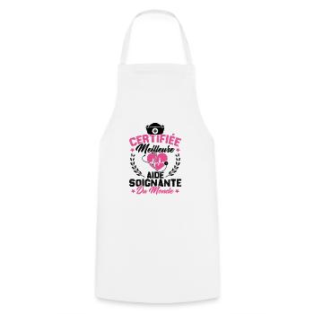 Certifiée meilleure aide-soignante du monde - Tablier de cuisine - blanc - Devant - AI Model Male 185 dark (185cm)