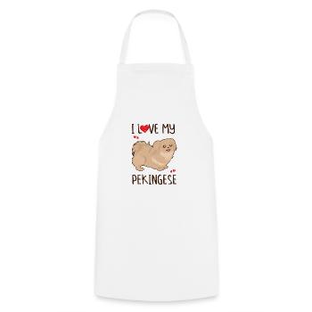 J’aime mon pékinois - amoureux pékinois - Tablier de cuisine - blanc - Devant - AI Model Male 185 dark (185cm)
