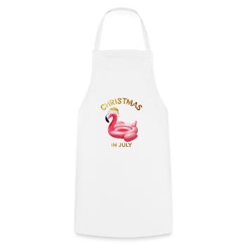 Christmas In July Flamingo Swimming Ring Santa - Cooking Apron - white - Front - AI Model Male 185 dark (185cm)