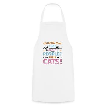 You know what I like about people and cats. - Cooking Apron - white - Front - AI Model Male 185 dark (185cm)