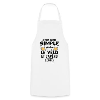 Je Suis Un Mec Simple J'aime Le Vélo Et L'apéro - Tablier de cuisine - blanc - Devant - AI Model Male 185 dark (185cm)