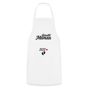 Bientôt Maman 2023 Future Mère Annonce Grossesse - Tablier de cuisine - blanc - Devant - AI Model Male 185 dark (185cm)
