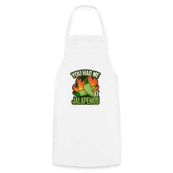 Amateurs de piment Jalapeno Scoville - Tablier de cuisine - blanc - Devant - AI Model Male 185 dark (185cm)
