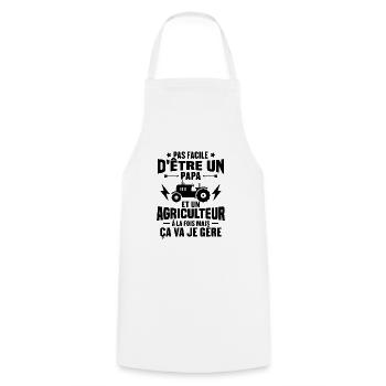 Pas facile d'être un Papa et un Agriculteur - Tablier de cuisine - blanc - Devant - AI Model Male 185 dark (185cm)