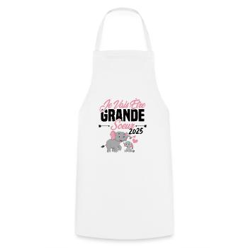 Je Vais Être Grande Sœur 2025, Annonce Grossesse - Tablier de cuisine - blanc - Devant - AI Model Male 185 dark (185cm)