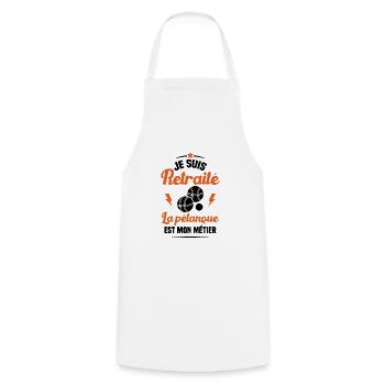 Je suis retraité la pétanque est mon métier Cadeau - Tablier de cuisine - blanc - Devant - AI Model Male 185 dark (185cm)