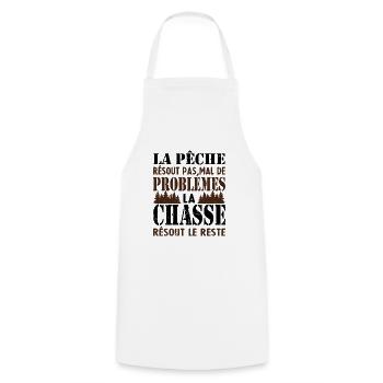La Pêche résout pas mal de problémes Humour cadeau - Tablier de cuisine - blanc - Devant - AI Model Male 185 dark (185cm)